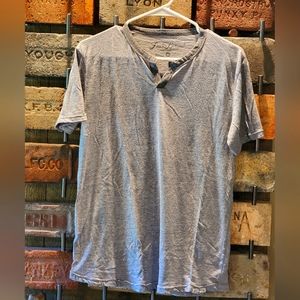 Lucky Brand Notch Neck Tee Two-Toned Heathered Grey l S